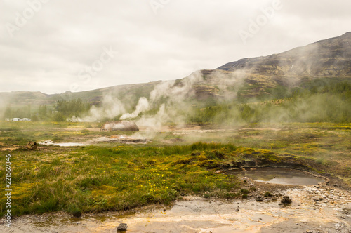 Haukadalslaug Hot Pot geothermal activity at Geysir, Iceland