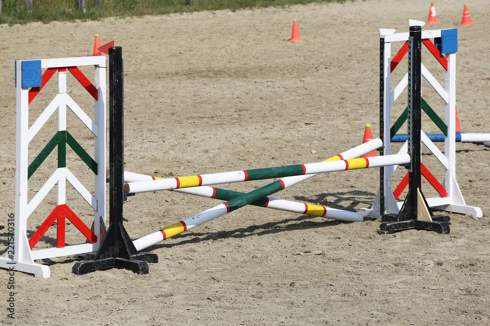 Show jumping bars barriers for riders on show jumping training Stock Photo Adobe Stock