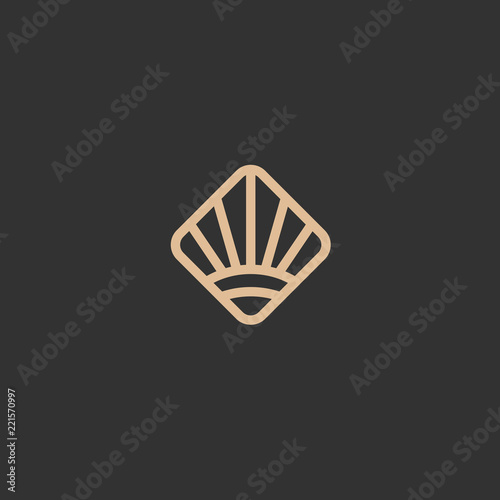 Abstract vetor logo sun vector design. Sign for business, nature, environment, field, farm, agroculture, organic products. Modern decorative geometric icon.
