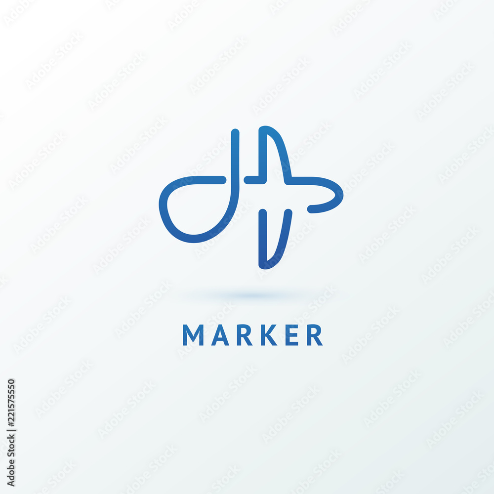 Map marker with plane icon. Vector flat style illustration Location pin navigation logo template. Logo concept of navigator, guide, airport, booking tickets, Rent a Car, travel application. Map marker with plane icon. Vector flat style illustration Location pin navigation logo template. Logo concept of navigator, guide, airport, booking tickets, Rent a Car, travel application.