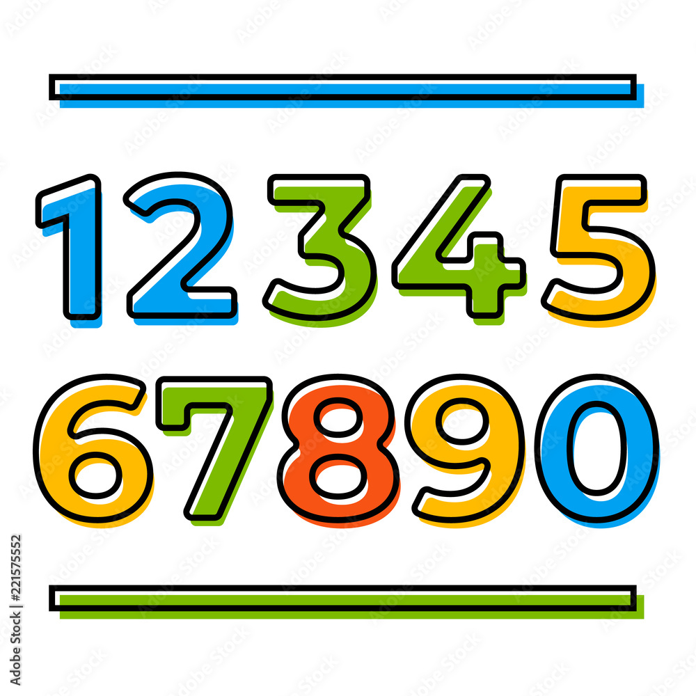 Set of ten numbers form zero to nine. Numbers vector line Set of ten numbers form zero to nine. Numbers vector line