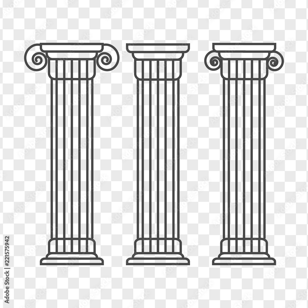 Greek and roman pillar. Outline vector pillar illustration. Architecture greek column icon Greek and roman pillar. Outline vector pillar illustration. Architecture greek column icon