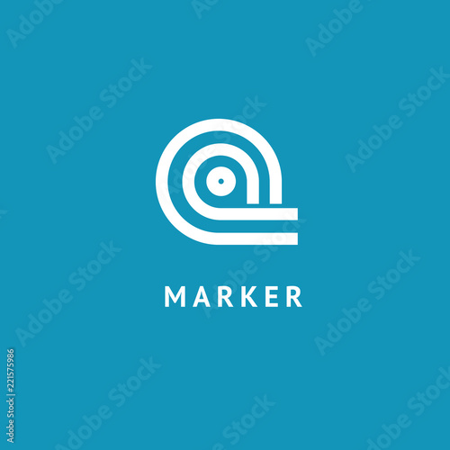Map marker icon. Vector flat style illustration location pin logotype design. Location pin navigation logo template. Logo concept of navigator, guide, , booking hotel, Rent a Car, travel application.