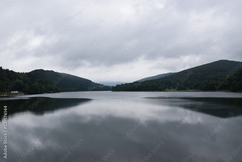 Myczkowskie lake on the San river near Solina-Myczkowce dam. Bieszczady Mountains, Poland.