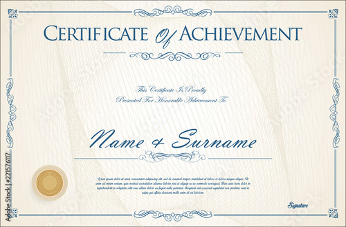 Certificate or diploma retro vintage design template