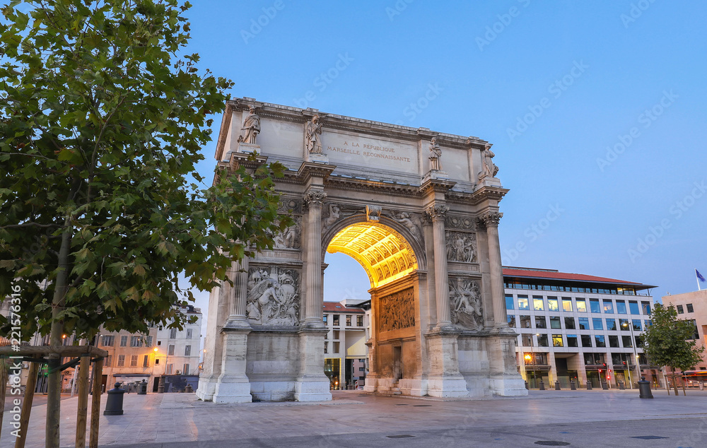 Porte Royale - triumphal arch in Marseille, France. Constructed in 1784 - 1839