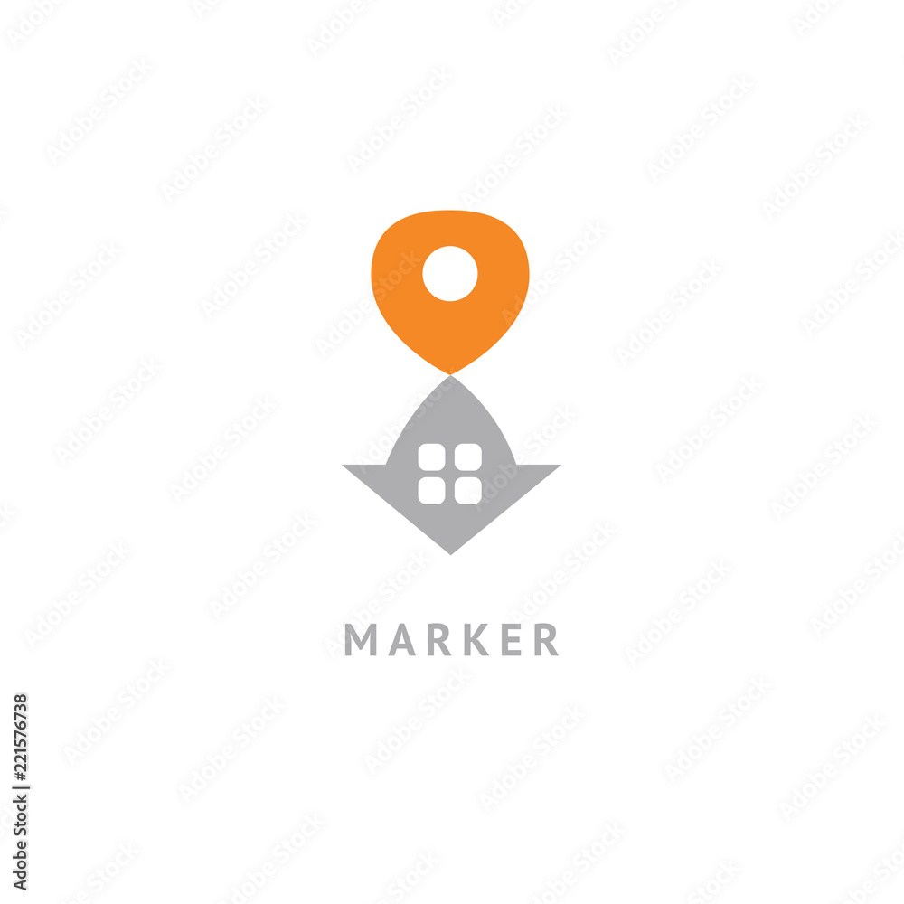 Map marker icon. Vector flat style illustration location pin logotype design. Location pin navigation logo template. Logo concept of navigator, guide, , booking hotel, Rent a Car, travel application. Map marker icon. Vector flat style illustration location pin logotype design. Location pin navigation logo template. Logo concept of navigator, guide, , booking hotel, Rent a Car, travel application.