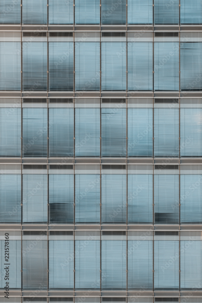 Facade blue office building Facade blue office building