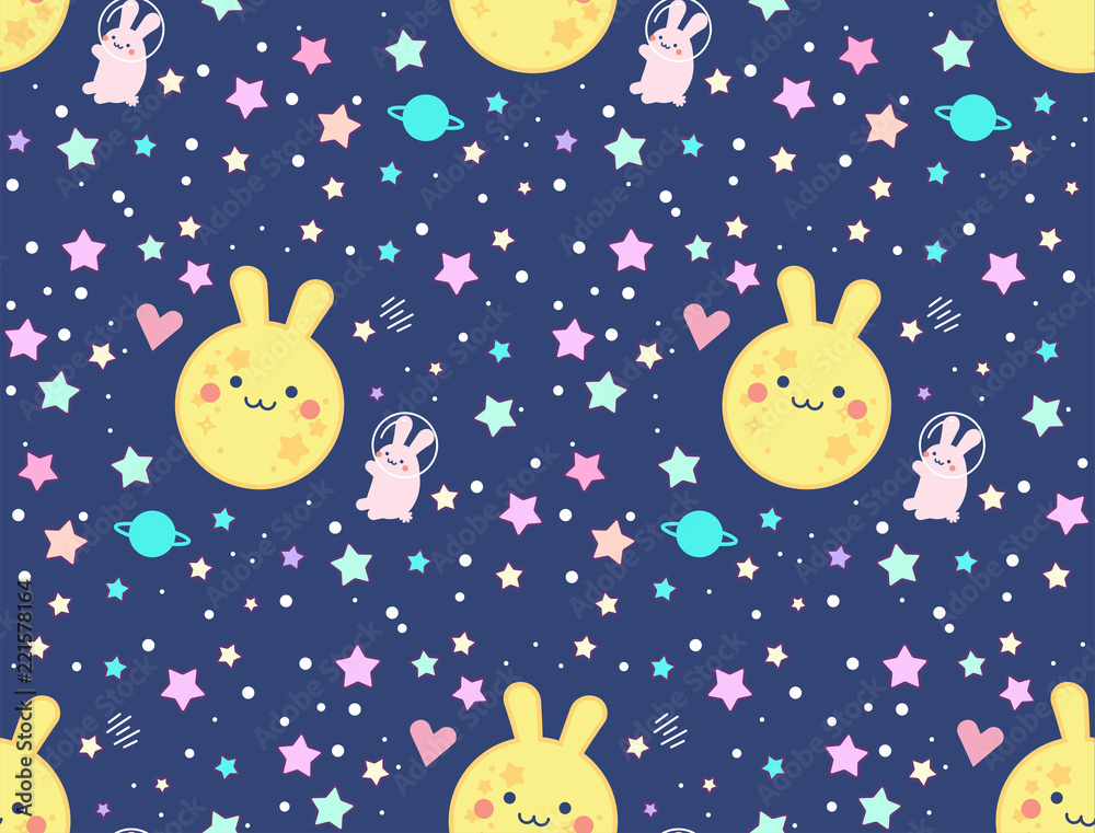 cute rabbit moon space background illustration conceptual vector cute rabbit moon space background illustration conceptual vector