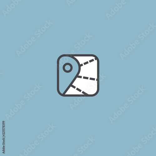Map marker icon. Vector flat style illustration location pin logotype design. Location pin navigation logo template. Logo concept of navigator, guide, , booking hotel, Rent a Car, travel application.