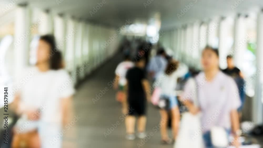 BANGKOK,THAILAND - SEPTEMBER 2, 2017 : Photo of walkway connection to BTS sky train from business area of Bangkok . BANGKOK,THAILAND - SEPTEMBER 2, 2017 : Photo of walkway connection to BTS sky train from business area of Bangkok .