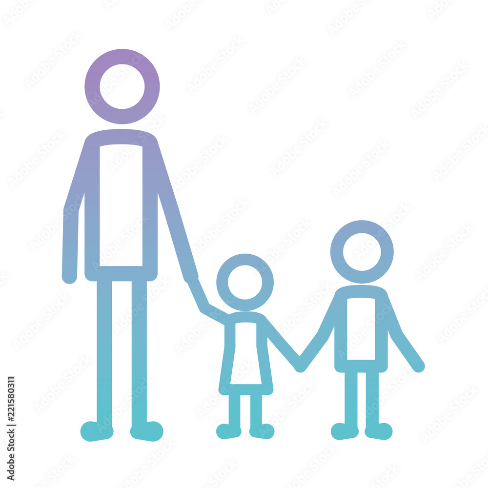 Fototapeta premium father with son and daughter figures silhouettes