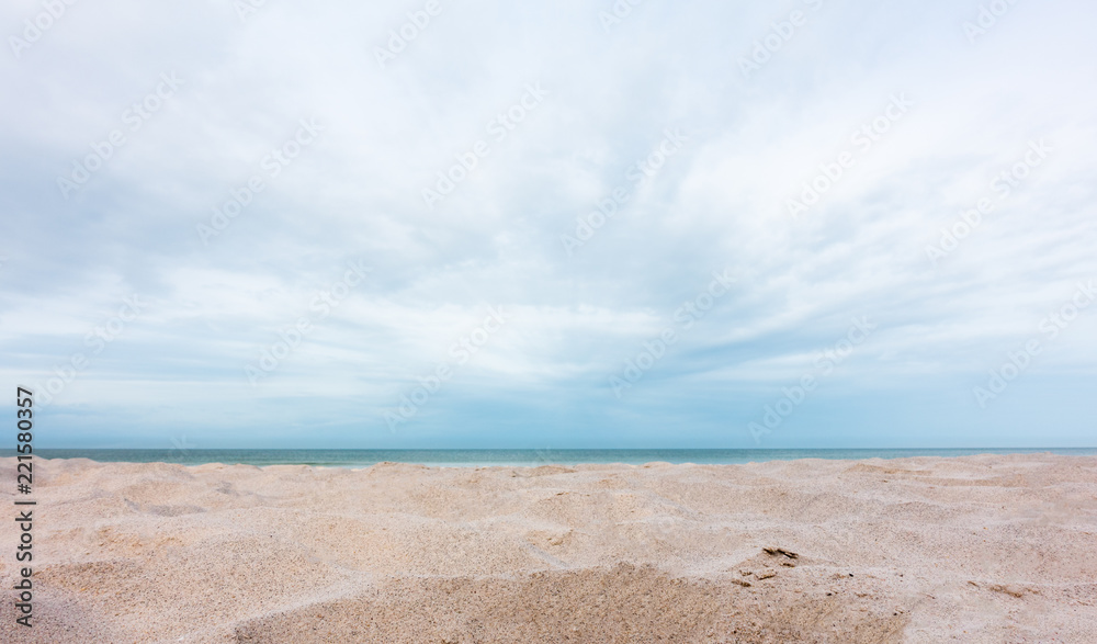 View of beautiful beach sand and sky background