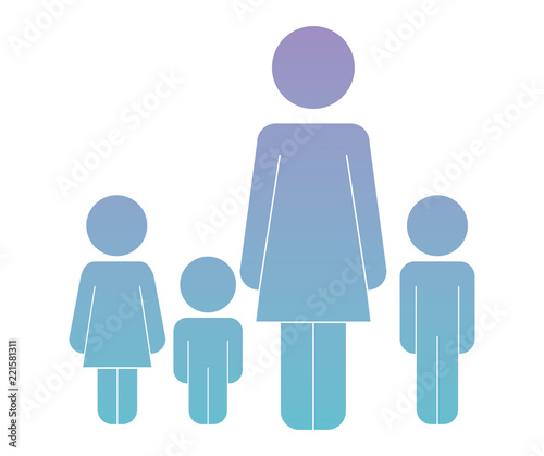 mother with kids figure silhouette