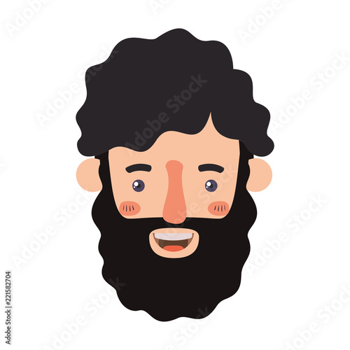 young man head with beard avatar character