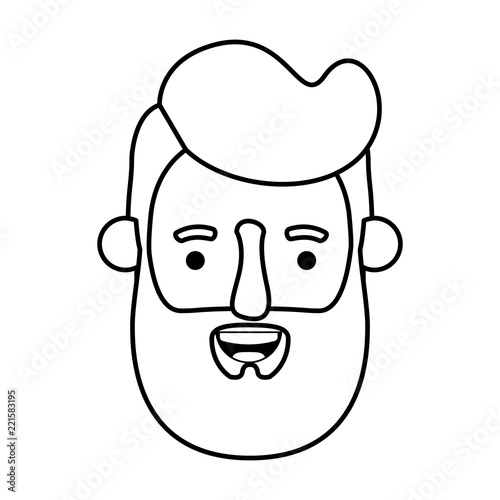 young man head with beard avatar character