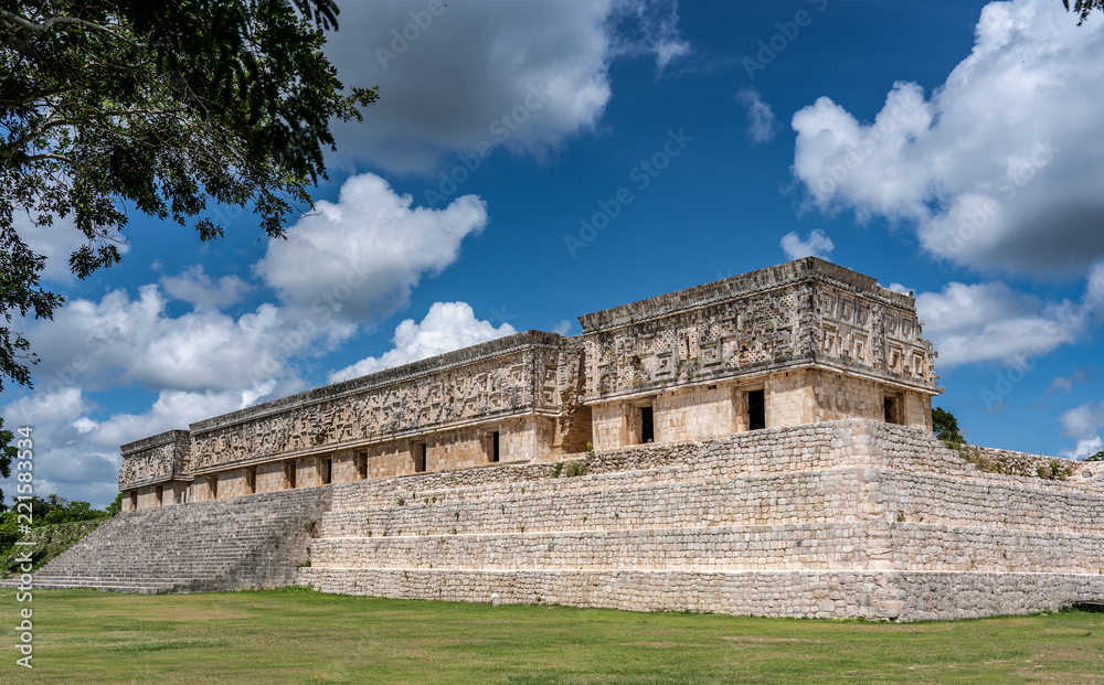 old maya temple in uxmal guatemala