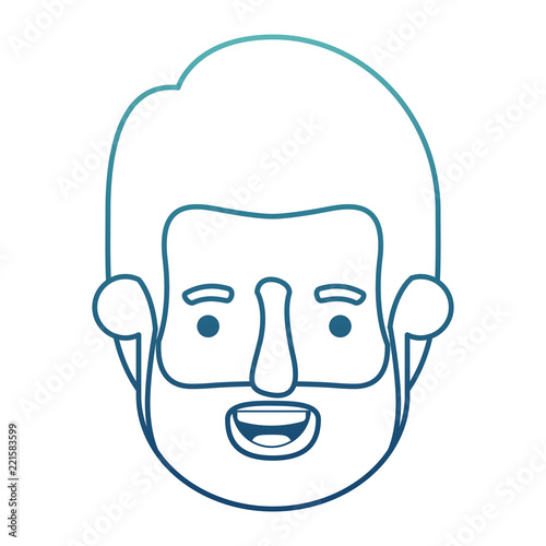 young man head with beard avatar character