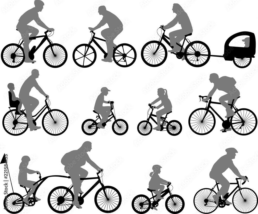 Obraz premium bicyclists silhouettes collection - vector