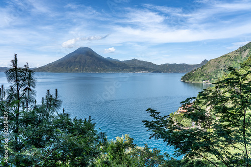mountain at the lake of atitlan in guatemala photo