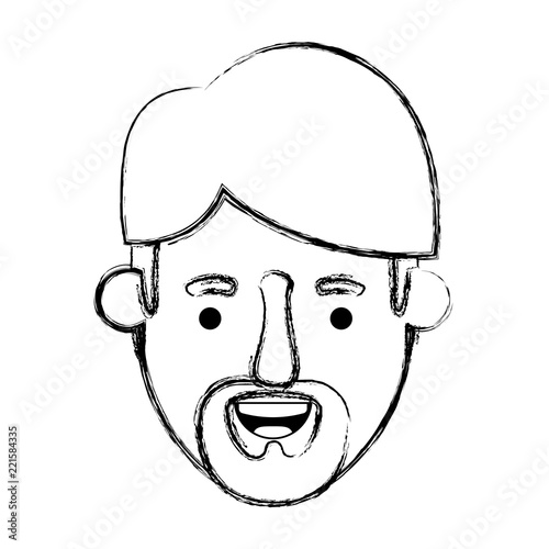 young man head with beard avatar character