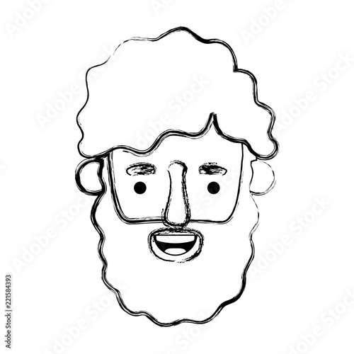 young man head with beard avatar character