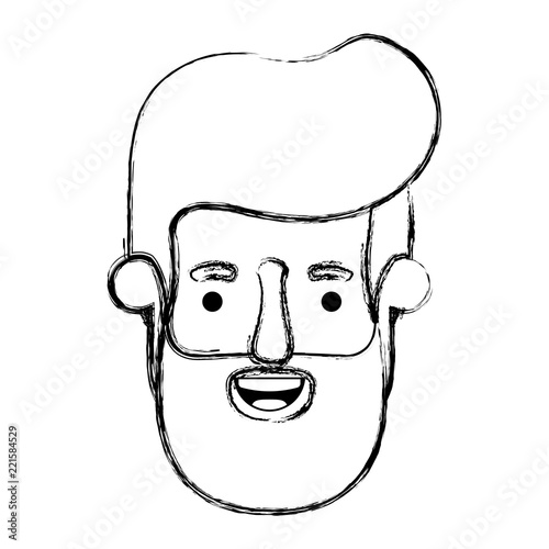 young man head with beard avatar character