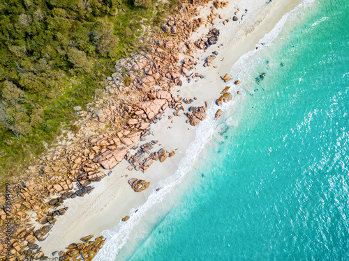 Aerial photo of Meelup Beach with clear turquoise water near Dunsborough in the South West region of Western Australia, Australia. photo