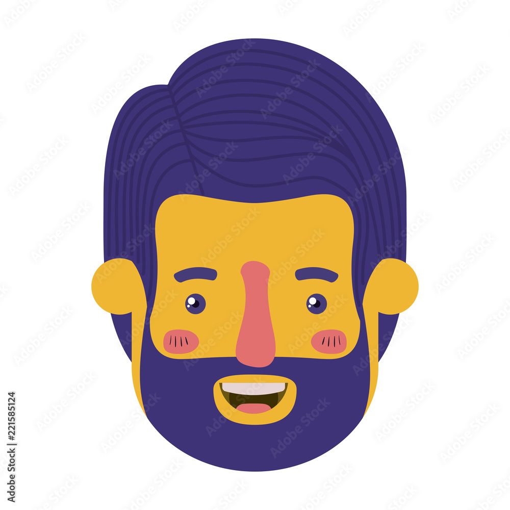 young man head with beard avatar character young man head with beard avatar character