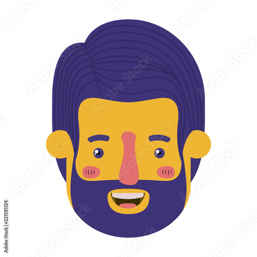 young man head with beard avatar character