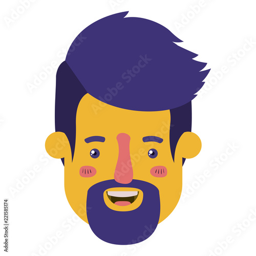 young man head with beard avatar character