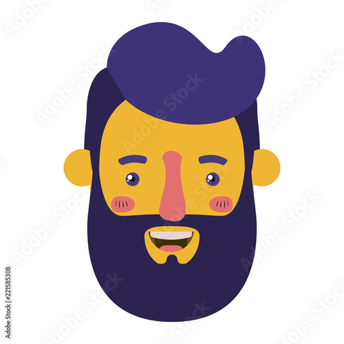 young man head with beard avatar character