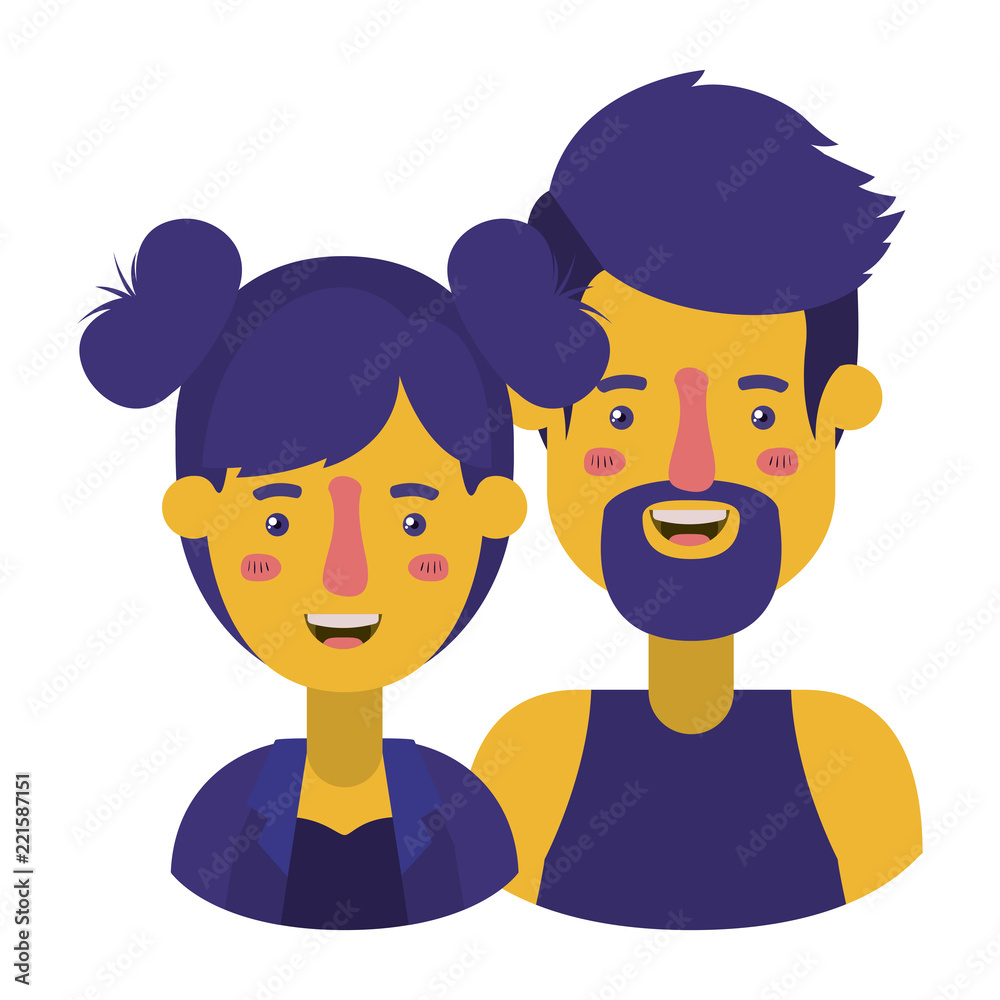 Naklejka premium couple avatar characters icons