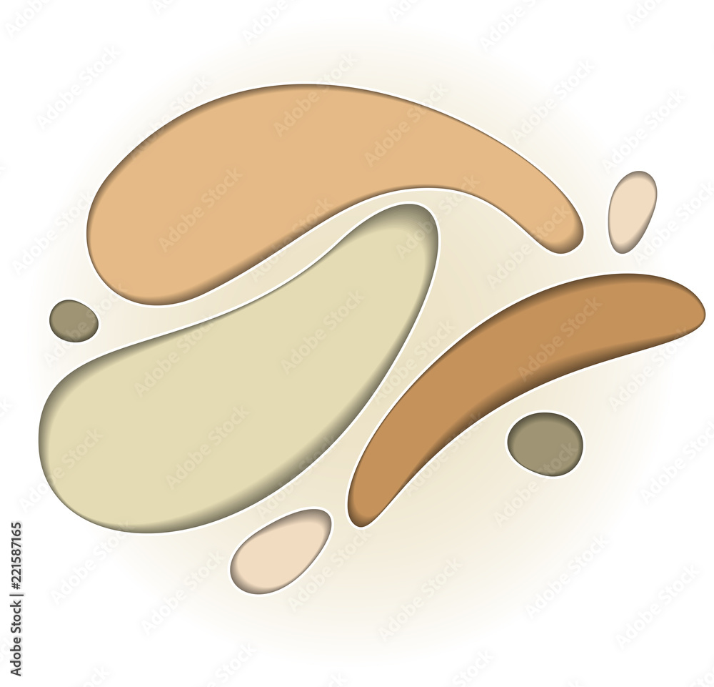 Summer abstraction art, abstract curve shapes vector modern style paper cut 3d illustration.