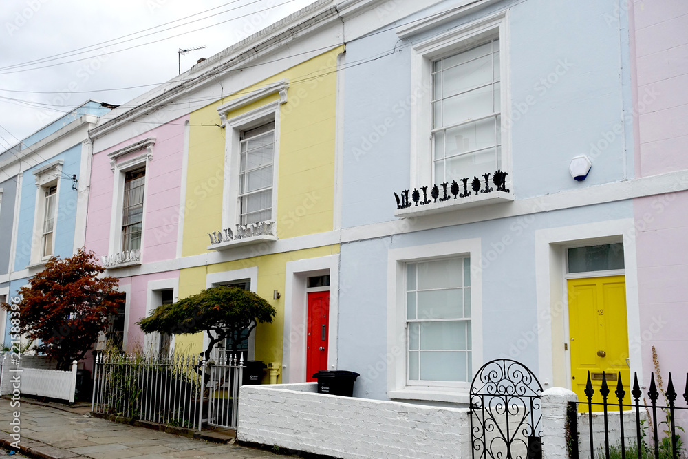 Maisons colorées pastel à Camden