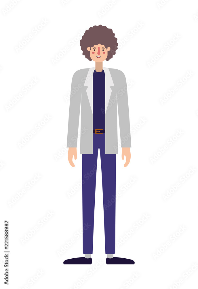 young man with afro avatar character young man with afro avatar character