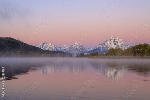 Sunrise Reflection of the Tetons in Autumn