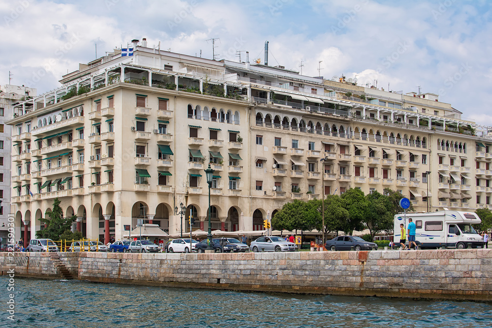 Thessaloniki, Greece - August 16, 2018: View of Thessaloniki from the sea Thessaloniki, Greece - August 16, 2018: View of Thessaloniki from the sea