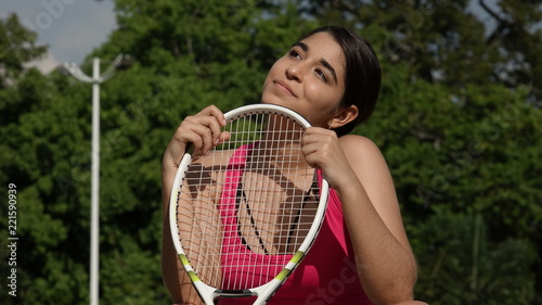 Athletic Tennis Player Teen Female Wondering © dtiberio