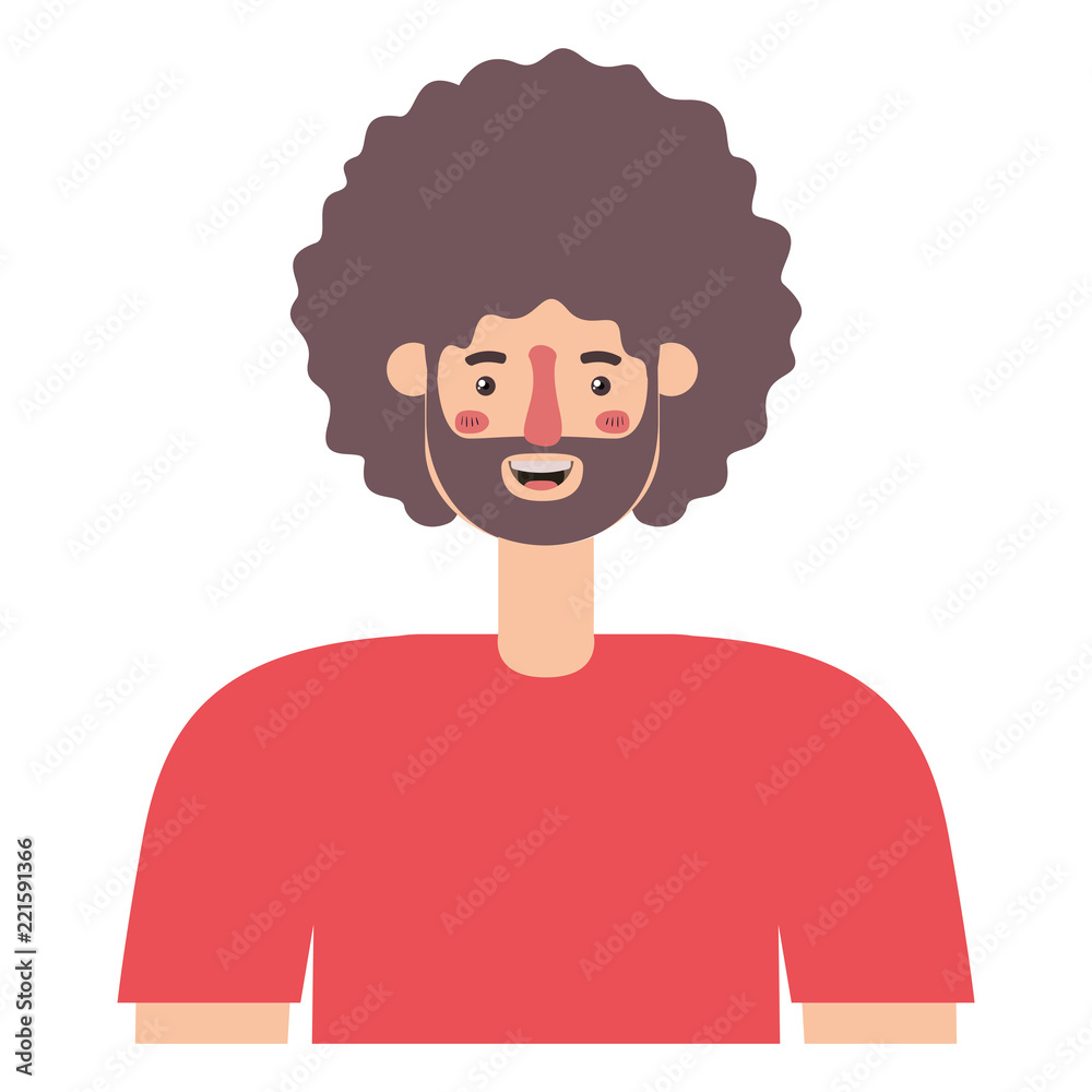 young man with afro avatar character young man with afro avatar character