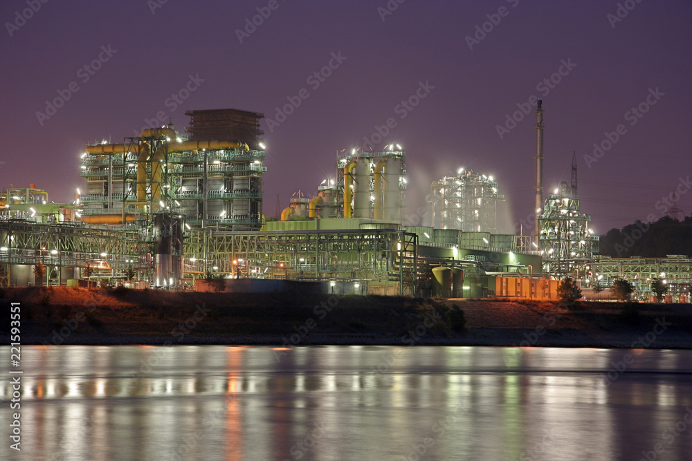 Coking Plant With River At Night