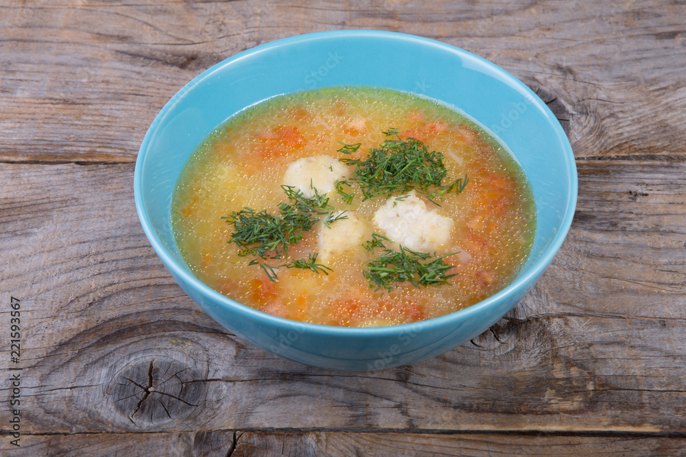 Vegetable soup served with herbs Vegetable soup served with herbs