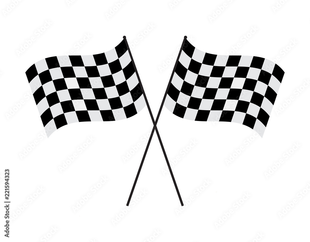 Fototapeta premium Vector illustration crossed checkered flag on white background