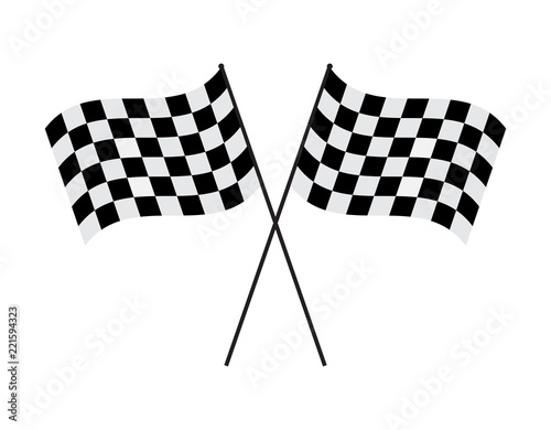 Vector illustration crossed checkered flag on white background © angyee