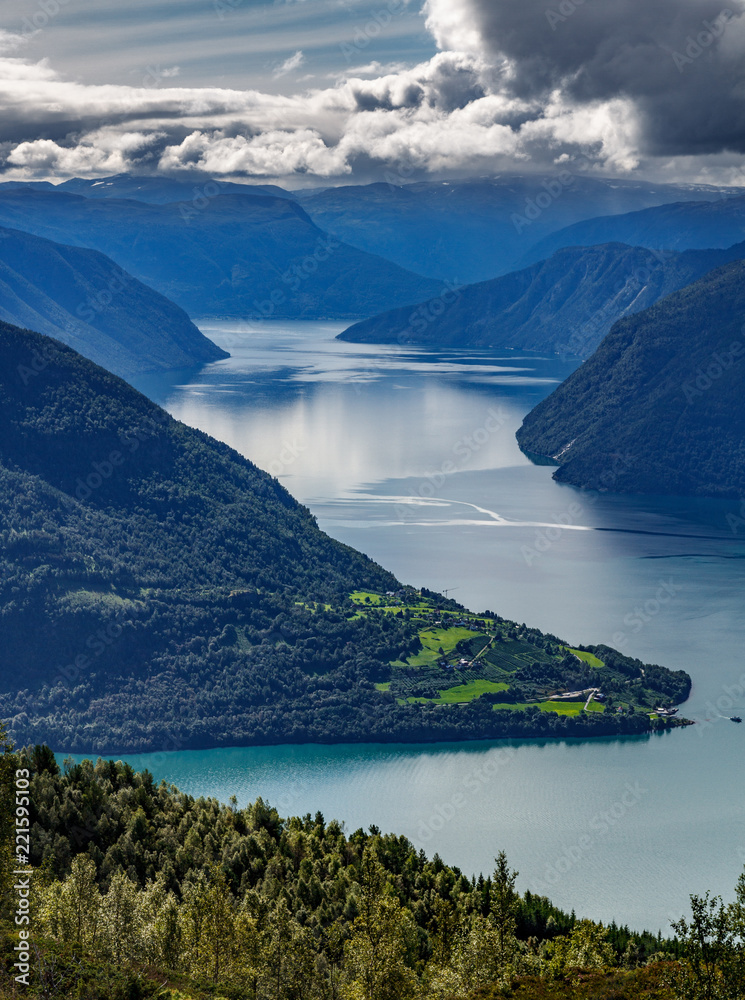 Sognefjord from molden mountain, top view, Norway