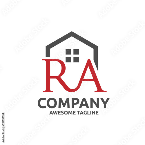 strong modern letter R and A with roofing style. real estate logo concept