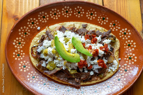 Mexican huarache of cecina beef photo