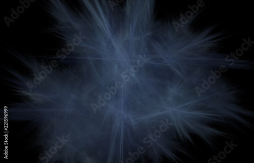 Abstract colorful blue fractal lines on black background. Fantasy fractal texture. Digital art. 3D rendering. Computer generated image.