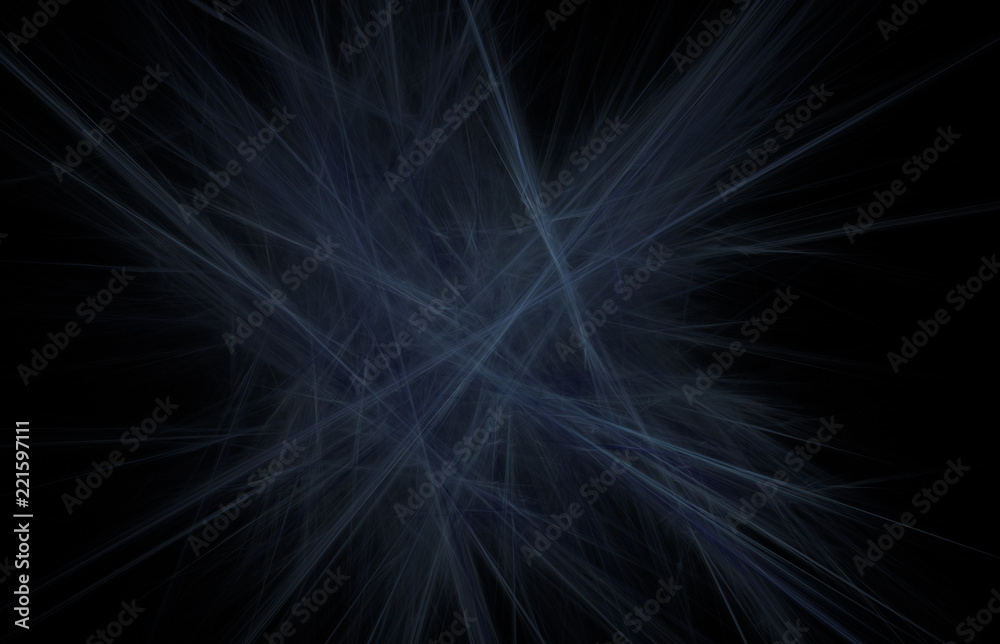 Abstract colorful blue fractal lines on black background. Fantasy fractal texture. Digital art. 3D rendering. Computer generated image. Abstract colorful blue fractal lines on black background. Fantasy fractal texture. Digital art. 3D rendering. Computer generated image.
