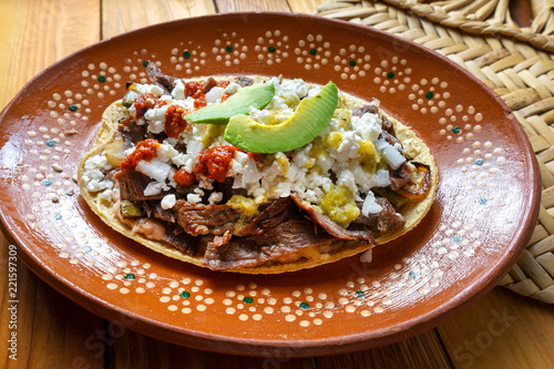 Mexican huarache of cecina beef photo